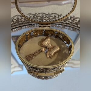 Vintage Gold Bow Brooch with Tassel